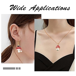 32個8スタイル秋テーマラックメッキ合金エナメルペンダント  キノコ  レッド  17~31x11~26x1.5~6mm  穴：1.5~2.5mm  4個/スタイル&nbsp;ENAM-YW0008-22