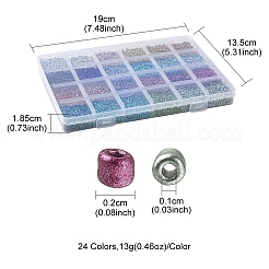 312g24色12/0ベーキングペイントガラスシードビーズ  ラウンド  ミックスカラー  2mm  穴：1mm  13 G /カラー&nbsp;SEED-YW0002-24