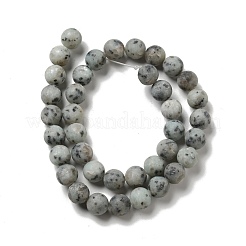 ナチュラルセサミジャスパー/キウイジャスパービーズ連売り  艶消し  ラウンド  10.5mm  穴：1mm  約36個/連  37.5cm&nbsp;G-I258-02
