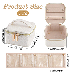 Portable Travel PU Leather Jewelry Storage Zipper Boxes with Handle&nbsp;CON-WH20005-28A
