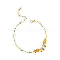 女性用ステンレススチールチャームアンクレット  18KGP本金メッキ  魚  8.27インチ（21cm）&nbsp;WG18C2B-69