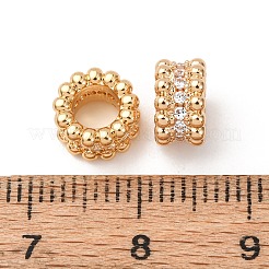 真鍮製キュービックジルコニアヨーロピアンビーズ  ロンデルホイールの大きな穴のビーズ  18KGP本金メッキ  8x5mm  穴：4.2mm&nbsp;ZIRC-L105-09G