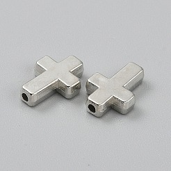 CCBプラスチックビーズ  クロス  プラチナ  13x9x3mm  穴：1.5mm&nbsp;CCB-WH0011-01