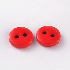 服装デザイン用2つ穴フラットラウンドレジン縫い付け用ボタン  レッド  11.5x2mm  穴：1mm&nbsp;LS-BUTT-E119-18L-10