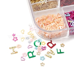 12g 12 スタイル オーナメント アクセサリー プラスチック スパンコール/スパンコール ビーズ  ランダムな文字とハートと星  ミックスカラー  1.6~5.5x2.5~6x0.1~0.4mm  約1g /スタイル&nbsp;KY-FS0001-11