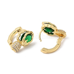 Cubic Zirconia Flower Hoop Earrings with Glass&nbsp;EJEW-F316-05G