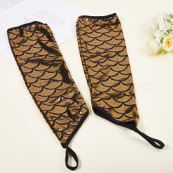 ポリエステル製魚鱗手袋  女性と女の子用の指なし手袋  ゴールド  472x113x2mm&nbsp;AJEW-WH20006-222D