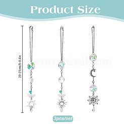 3Pcs Glass & Alloy Pendant Decorations&nbsp;HJEW-DR00114