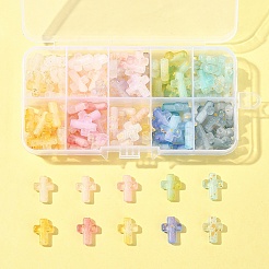 130色グラデーションカラー透明アクリルビーズ10個  金色の箔付き  クロス  ミックスカラー  16x12.5x4.5mm  穴：2.5mm  13個/カラー&nbsp;OACR-FS0002-05