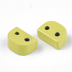 スプレー塗装合金マルチ連リンク  タイル弾性ブレスレット作り用  半円  ライトカーキ  8.5x4x6mm  穴：1.4mm&nbsp;PALLOY-T068-10-15