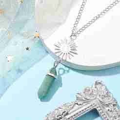Natural Green Aventurine Pendant Necklaces&nbsp;NJEW-JN04694-03