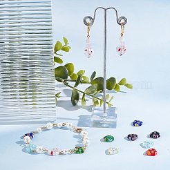 80個 8スタイルの手作りミルフィオリランプワークビーズ連売り  ハート  ミックスカラー  11~12x12x4~5mm  穴：1mm  約10個/スタイル&nbsp;LAMP-SC0001-20