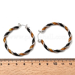 合金エナメルフープピアス  ツイストリング  プラチナ  44x42x4mm&nbsp;EJEW-P319-06P