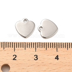 変色しないステンレスペンダント  ハートチャーム  ステンレス鋼色  9.5x9.5x1mm  穴：1mm&nbsp;STAS-L276-01P-04