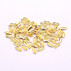 合金カボション  女性のためのネイルアートの装飾アクセサリー  羽  ゴールドカラー  7x3x1mm  約100個/袋&nbsp;MRMJ-WH0071-32-G