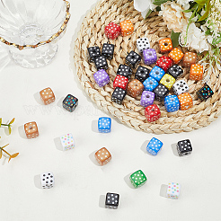 48Pcs Opaque Printed Acrylic Beads&nbsp;OACR-SC0002-92