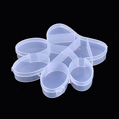 足跡10グリッドのプラスチックビーズ収納容器（ヒンジ付き蓋付き）  透明  16.8x17.6x2.5cm&nbsp;CON-T001-05