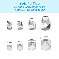 真鍮製スペーサービーズ130個  多面カット  ポリゴン  銀  2.5~4x2.5~4x2.5~4mm  穴：1.2~2.5mm&nbsp;KK-AR0004-51S