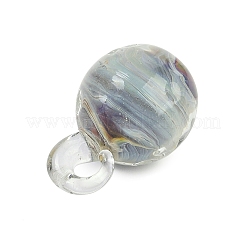 手作りランプワークペンダント  ラウンド  ライトスチールブルー  27.5~28.5x17.5~18mm  穴：4.5~5mm&nbsp;LAMP-Q005-07C