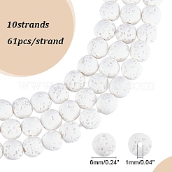 合成溶岩岩ビーズ連売り  染め  ラウンド  ホワイト  6mm  穴：1mm  約61個/連  14.96インチ（38cm）&nbsp;X-G-S247-6mm-08-1
