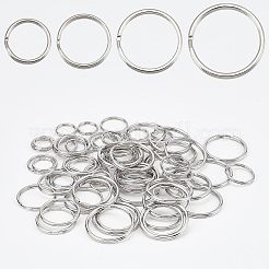 80個4スタイルアイアンスプリットキーリング  プラチナ  15~30x2~3mm  内径：12~26mm  20個/スタイル&nbsp;IFIN-NB0001-47