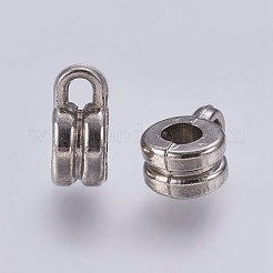 Ccb プラスチック チューブ ベイル  ループベイル  溝付き  コラム  プラチナ  9x6x4mm  穴：2mm  内径：3mm&nbsp;CCB-G006-156P