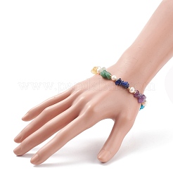 Natural Mixed Gemstone Chips Beaded Silder Bracelet with Pearl&nbsp;BJEW-JB08326
