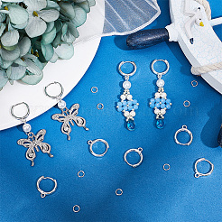 20Pcs 2 Colors Brass Huggie Hoop Earring Findings&nbsp;KK-BBC0021-38