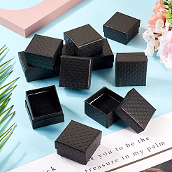 菱形の質感のある厚紙リングギフト収納ボックス  指輪パッケージ用品  正方形  ブラック  5x5x3cm&nbsp;CON-TAC0001-07C