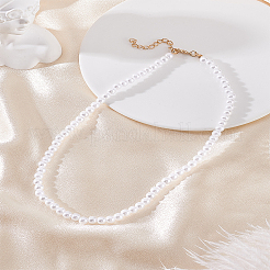 1Pc Plastic Imitation Pearl Round Beaded Necklaces for Women&nbsp;NJEW-LP0003-85