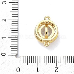 真鍮舗装クリアキュービックジルコニアコネクタチャーム  フラットラウンドいリンク  18KGP本金メッキ  13x17x7mm  穴：1.2mm&nbsp;KK-C254-09G