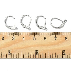 変色しにくい304ステンレススチールフレンチフックピアス金具  カン付き  ステンレス鋼色  15x10x1.5mm  穴：1.5mm&nbsp;STAS-S028-07