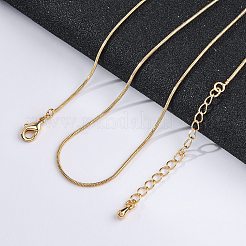 長持ちのメッキブラススネークチェーンネックレス  カニカン付き  ニッケルフリー  18KGP本金メッキ  18.1インチ（46cm）  1mm&nbsp;NJEW-K112-04G-NF