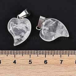 Natural Quartz Crystal Heart Pendants&nbsp;G-H073-03P-15