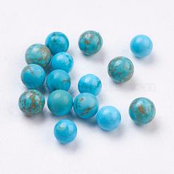 天然マグネサイトビーズ  宝石の球  染め  ラウンド  ドリルなし/穴なしビーズ  宝石の球  空色  4mm&nbsp;G-E482-07B-4mm