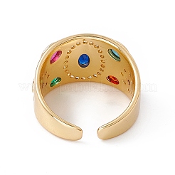 Colorful Cubic Zirconia Oval with Sun Open Cuff Ring&nbsp;RJEW-B043-15