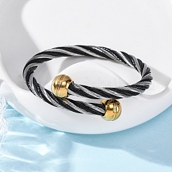 女性用304ステンレススチールトルクバングル  イオンプレーティング（ip）  ミックスカラー  7/8インチ（2.15cm）  内径：2-1/4インチ（5.85x5.75cm）&nbsp;BJEW-P310-22MC