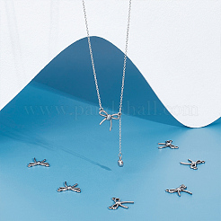 304ステンレススチールペンダント12個  中空  ちょう結びチャーム  ステンレス鋼色  18.5x18x2.5mm  穴：1mm&nbsp;STAS-UN0046-32