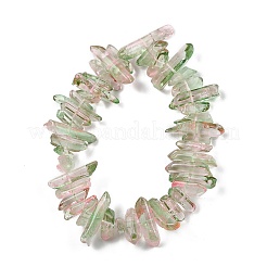 天然染色クォーツビーズ連売り  ツートン  チップ  薄緑  16~35x3~9mm  穴：1mm  約35~39個/連  7.48~7.68インチ（19~19.5cm）&nbsp;G-G791-14R