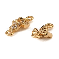 Brass Micro Pave Clear Cubic Zirconia Leaf Links Connector Charms&nbsp;KK-CBA7157-11G