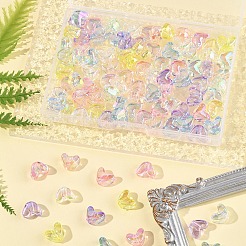 98色UVメッキ透明アクリルビーズ7個  虹色の  ハート  ミックスカラー  9x11.5x7mm  穴：1.4mm  14個/カラー&nbsp;MACR-FS0002-17