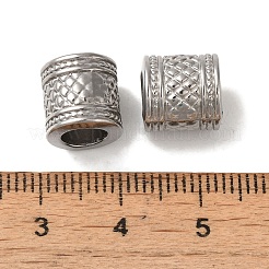 変色しない304ステンレススチールヨーロピアンビーズ  大穴ビーズ  コラム  ステンレス鋼色  9.5x9.5mm  穴：5.5mm&nbsp;STAS-K285-09P