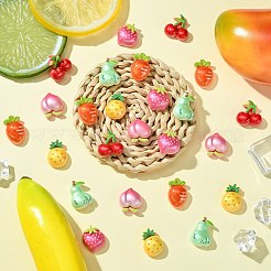 60 個 6 スタイル不透明樹脂デコデンカボション  模造食品  野菜/果物  混合図形  20~23x15~20x8~10mm  10個/スタイル&nbsp;RESI-CJ0004-15