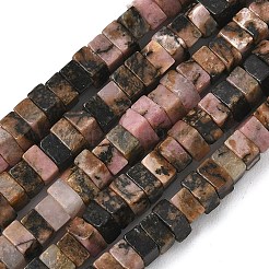 天然石ロードナイトビーズ連売り  正方形  4.5x4.5x2.5mm  穴：1mm  約46~51個/連  14.57~15.35''（37~39センチメートル）&nbsp;G-A280-C11-01