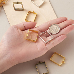 合金オープンバックベゼル大きなペンダント  UVレジンDIY用  エポキシ樹脂  プレスジュエリー  カドミウムフリー＆鉛フリー  長方形  ミックスカラー  29x20x5mm  穴：2.2mm  30個/箱&nbsp;PALLOY-BT0001-02-RS