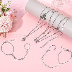 2Pcs Alloy Curb Chain Finger Ring Bracelets for Women&nbsp;BJEW-CY0001-06