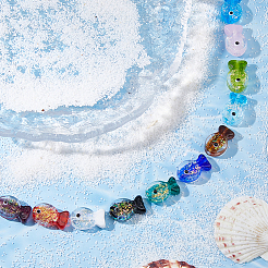 22Pcs 11 Colors Handmade Foil Lampwork Fish Beads&nbsp;FOIL-HS0001-01