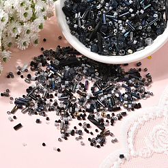 ミユキシードビーズミックス  日本製シードビーズ  混合形状  ブラック  1~9x1.5~2mm  穴：0.5~1mm&nbsp;X-SEED-Z005-01J