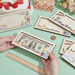 カットホロー 6個 6スタイル 合板 木製封筒 グリーティングカード 誕生日プレゼント用  湯通しアーモンド  9x19x0.8cm  1個/スタイル&nbsp;CON-CL0001-03
