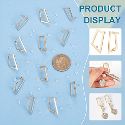 12Pcs Brass Hollow Out Trapezoid Stud Earring Findings&nbsp;KK-BC0011-02